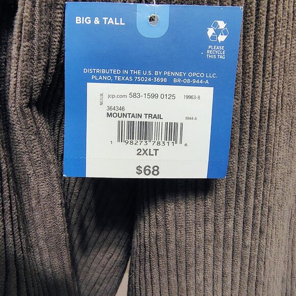 Arizona Jean Co Mountain Trail Brown Corduroy Shirt Jacket 2XLT Big & Tall NWT - Picture 9 of 12